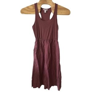 Athleta Baja Linen Midi Dress Sleeveless Casual Travel Pockets Mauve Size Medium